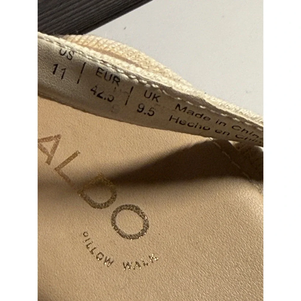 Aldo Sandals Womens Size 11 Espadrille Beige Ankle Strap Open Toe  Wedge Heel C3